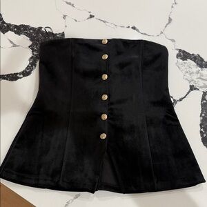 Zara Black Bustier with Gold Accents